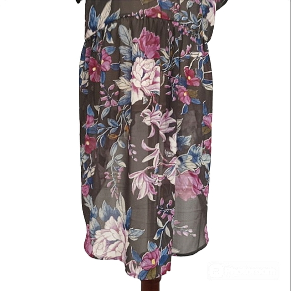 🎁 NWOT Torrid, Sheer, Hi-Lo Tunic. Elastic Waist, Short Sleeves, Fabric Buttons - Picture 10 of 16